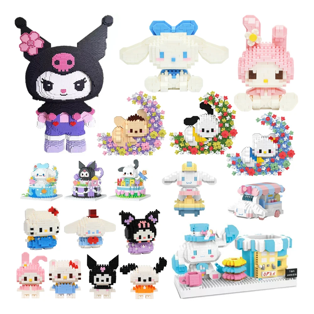 Sanrio Series Building Blocks Hello Kitty Cinnamoroll for Children's My Melody Puzzle Toys Kuromi Birthday Gifts ‌Pochacco