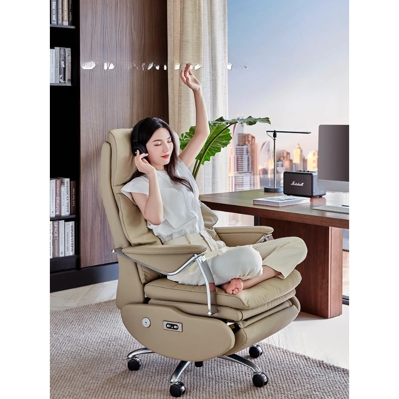 

Electric boss chair leather can lie down for lunch break Office computer chair Comfortable sedentary light luxury office seat