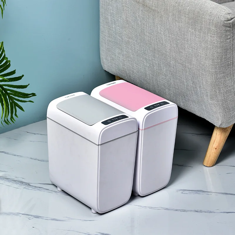 10L smart trash can household kick open cover USB charging living room bedroom silent new kitchen trash can induction storage