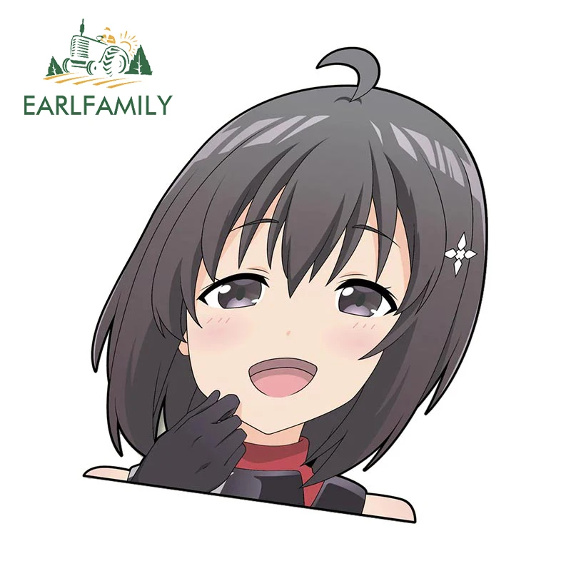 EARLFAMILY Maple Cute Anime Car Sticker Laptop Creative Vinyl Decal Bumper Rearview Mirror Waterproof Windows Car Accessories