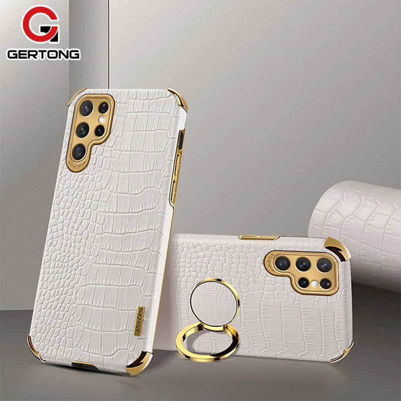 Crocodile Pattern Leather Case For Samsung Galaxy S24 Ultra s24 plus S23 Ultra 5G Ring Holder Stand Phone Cover