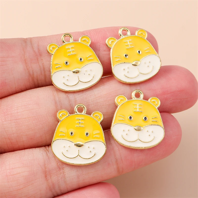 20 Stück 17x19mm Cartoon-Tieranhänger, emaillierte Tigeranhänger für die Schmuckherstellung, Halsketten, Ohrringe, DIY-Bastelzubehör – Detail 3