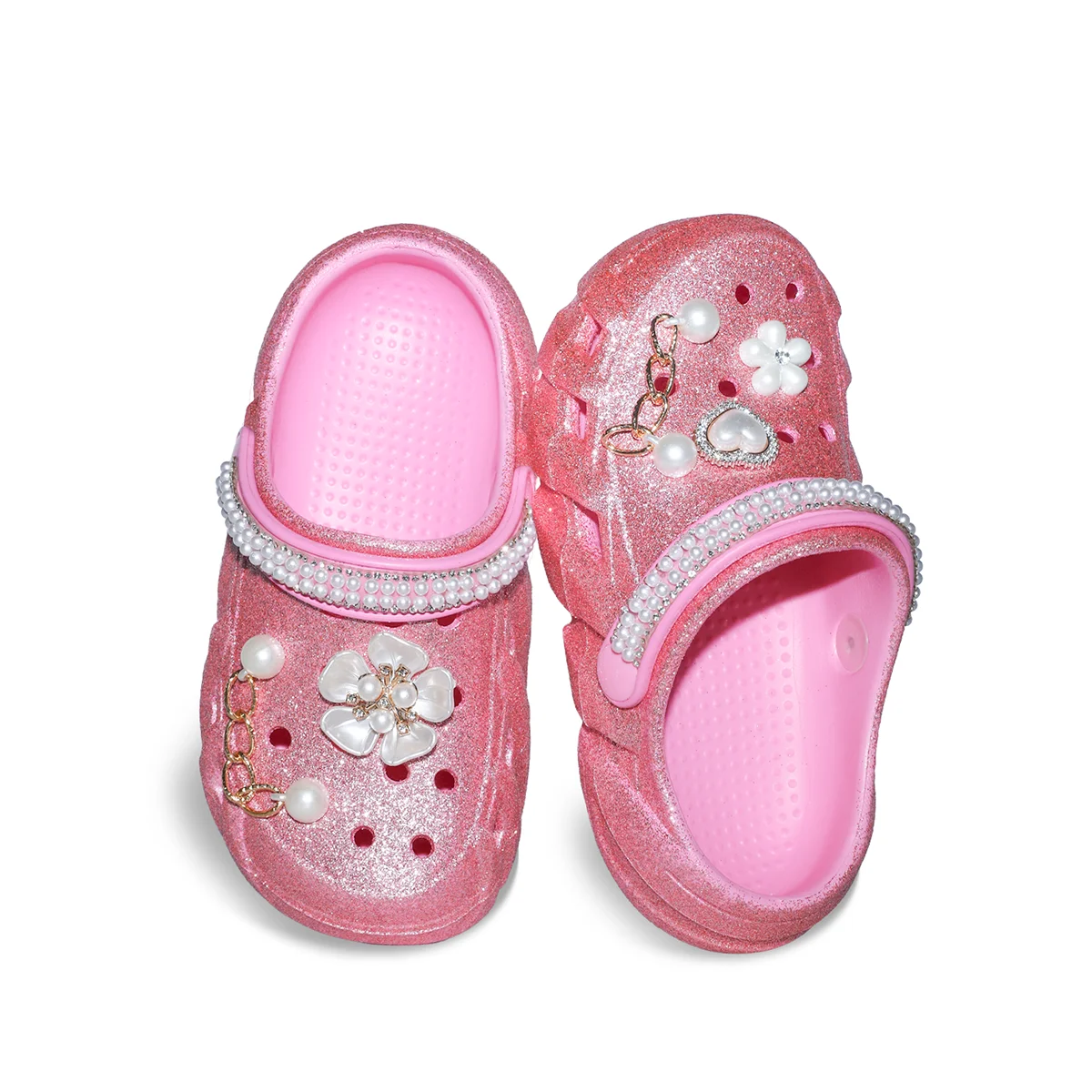 Kinder-Glitzer-Clogs und Pantoletten, Leichte EVA-Gartenschuhe, Rutschfeste Sandalen, Atmungsaktive Slip-On-Schuhe für Drinnen und Draußen 2501 – Detail 3