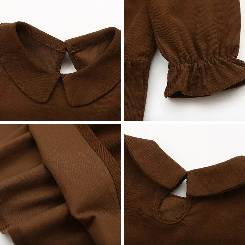 2024 New Corduroy Dress Teen Girl Autumn Winter Clothes Midi Flare Girl Dresses Children Girls Clothes Vestidos 6 To 16 Years