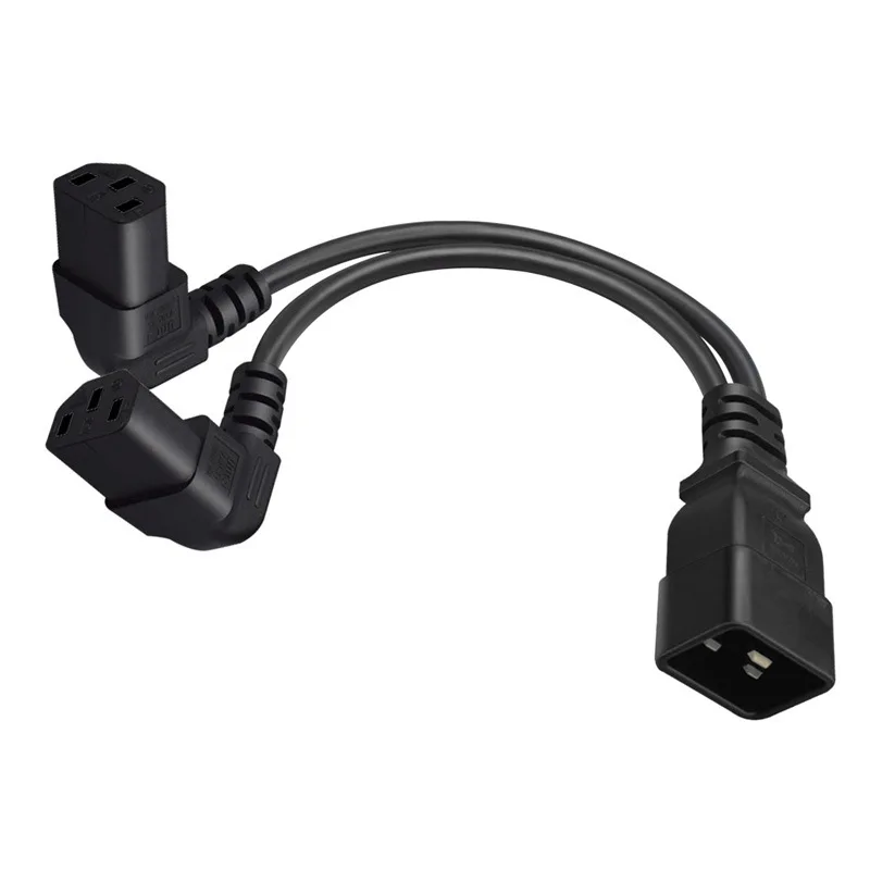 延長電源ケーブルc20〜c13,ダブルアングルアダプタ,リードコード,PCモニター,コンピューターサーバー,UPS, PDU, 0.3m