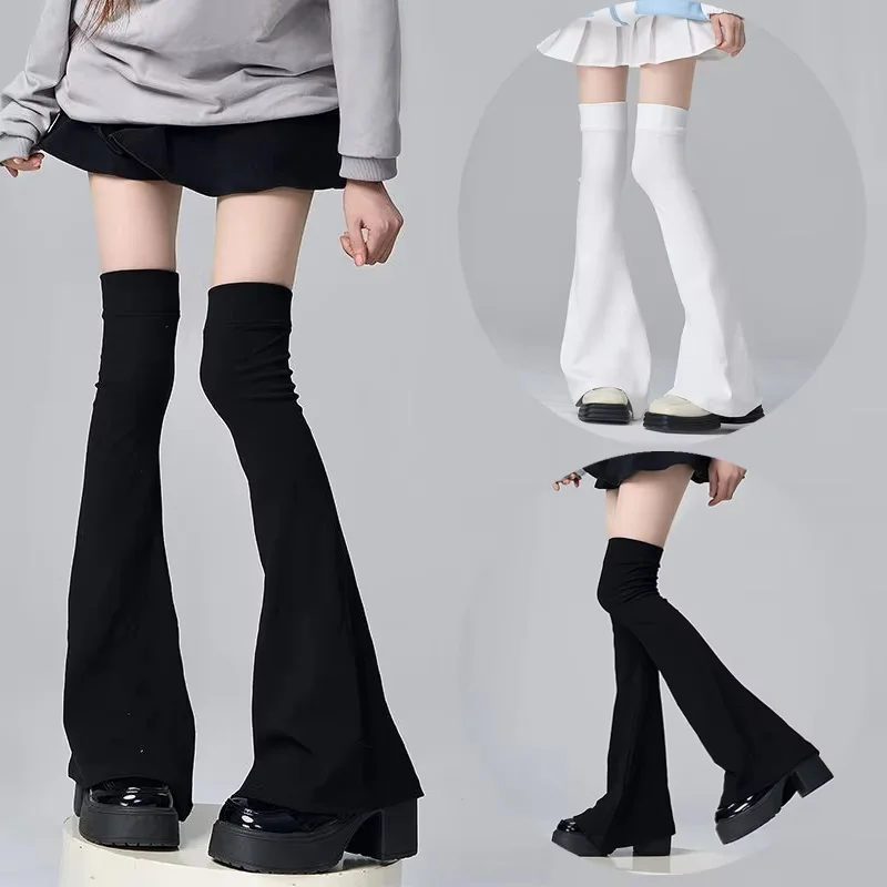 CHUANGERM Y2K Femboy Accessories Winter Over The Knee Leg Stockings With Horn Shaped Elastic Slimming Cuffs