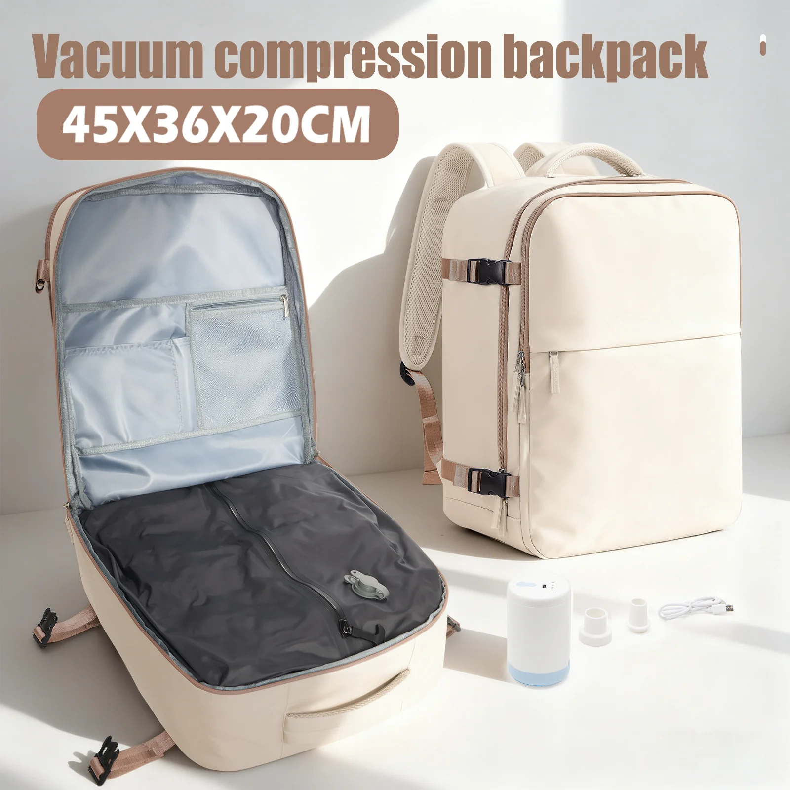 

Рюкзак с вакуумной компрессией, дорожный рюкзак для ручной клади для сумки Easyjet Cabin Bag 45x36x20, рюкзак для ноутбука для женщин/мужчин, школьная сумка