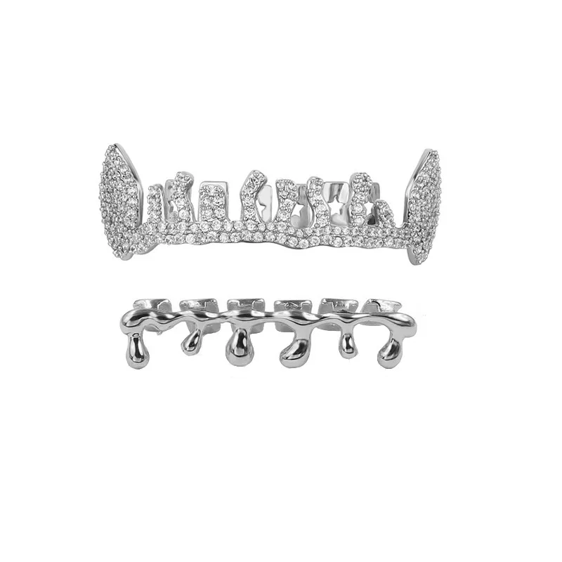 Bling Gold Crown Grillz Teeth Jewelry Diamond Crystal Tooth Cover Hip Hop Mouth Grills Fashion Streetwear Accessories Party Gift