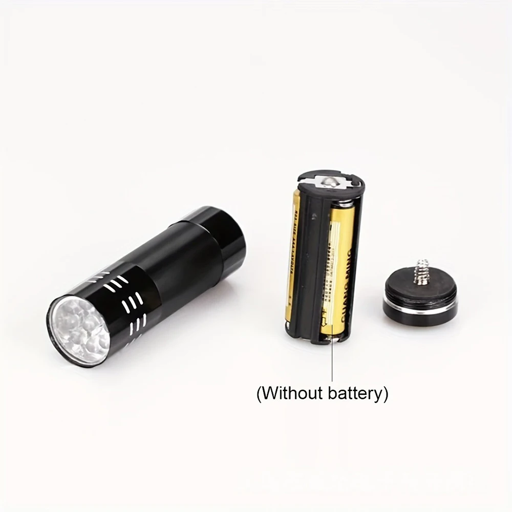 12pcs Outdoor White Light Flashlight with 9 led, Mini Aluminum Alloy Small Flashlight, Portable LED Flashlight (No Battery)