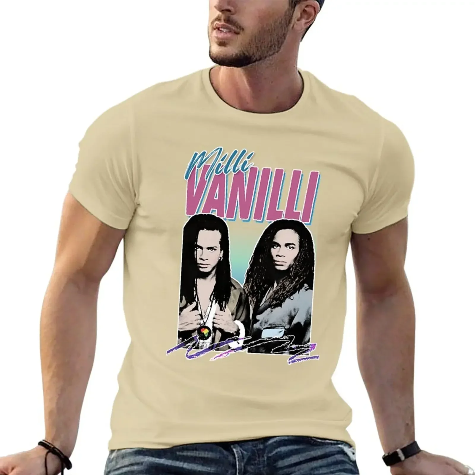 Plain T Shirts Men New Milli Vanilli T-Shirt Milli Vanilli - 80's Fanart Aesthetic Design Tribute Anime T-shirt Oversized Summer