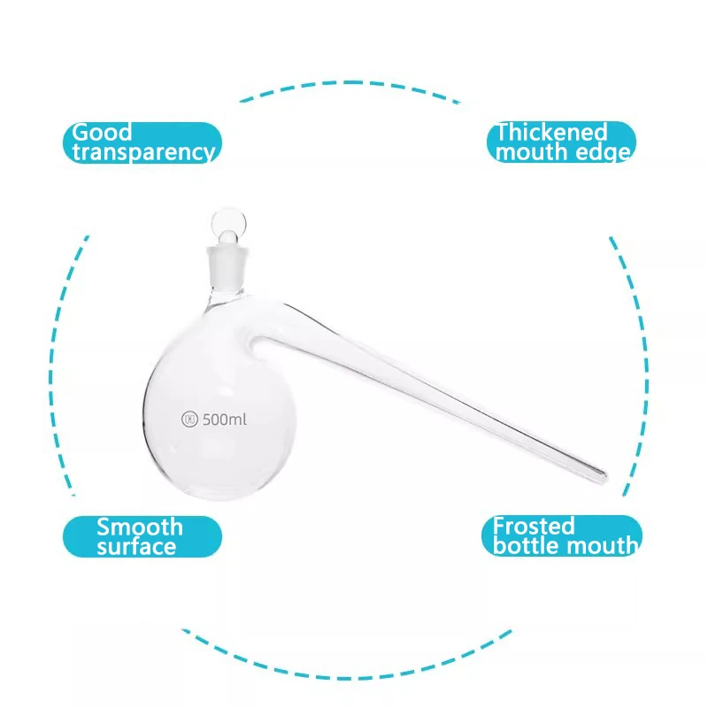 معوجة البورسليكات المختبر مع قارورة التقطير سدادة قارورة معقوفة 125 مل ~ 2000 مل أدوات كيميائية تجريبية #3