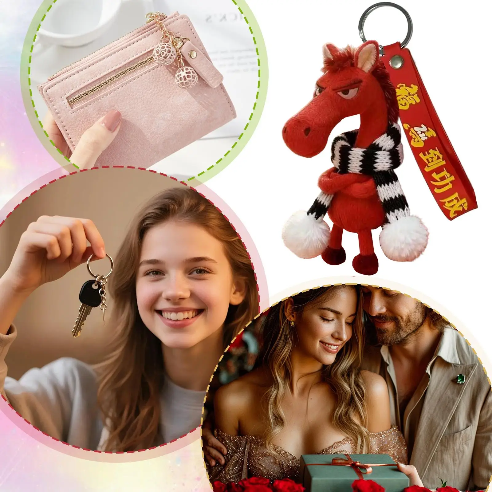 Colgante de bolso de felpa, llavero de felpa suave, colgante de llavero de caballo relleno para hombres, mujeres, niños, niñas, jóvenes, adolescentes, marido, hijo