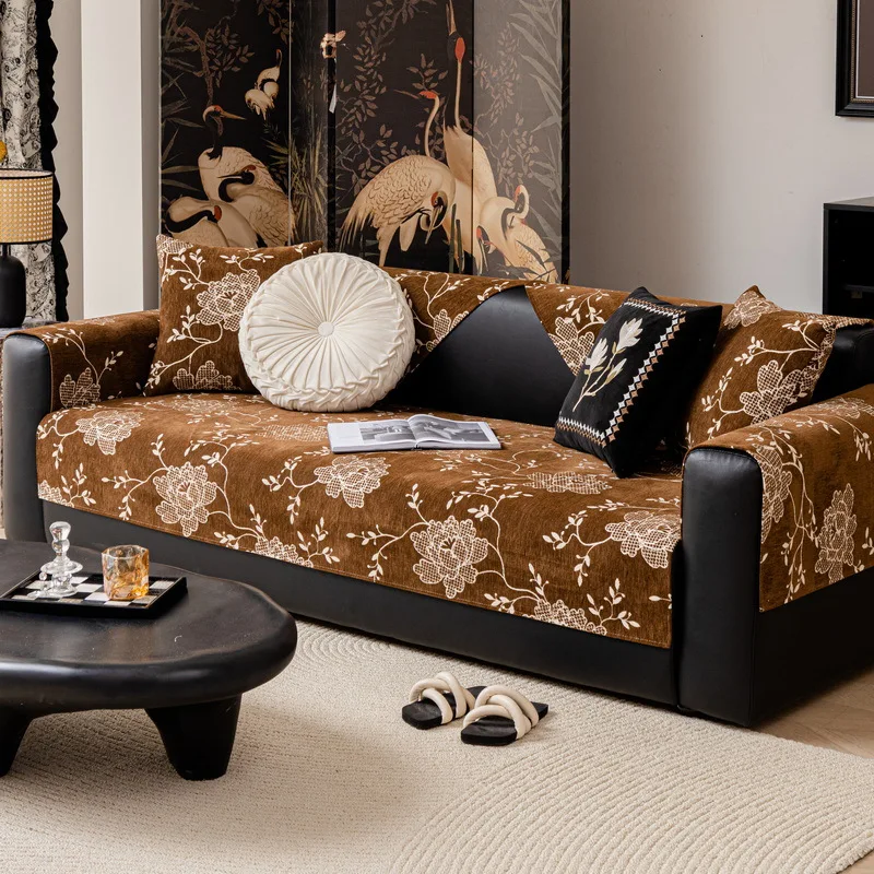 EIFLOY-American Chenille Sofa Slip Covers, Non Slip, Flower Couch Chair Cover, 2, 3, 4, 5 Seater, for Living Room, All Season