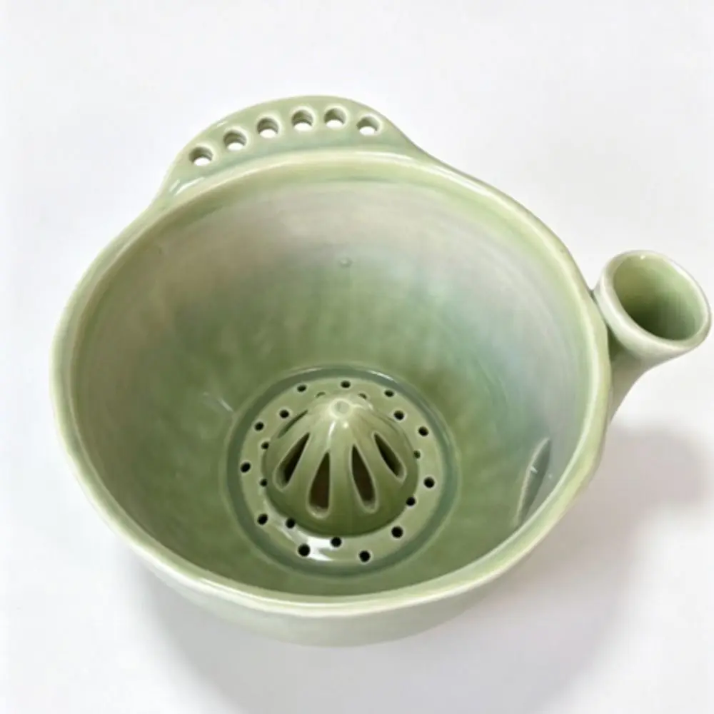 Large Capacity Ceramic Fruit Washing Bowl Central Flow Guide Integrated Drainage Hole Self-spinning Berry Washer
