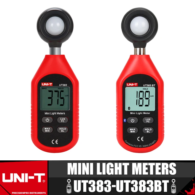 

UNI-T UT383 UT383BT Min Light Meter 200,000 LUX Digital Luxmeter Luminance Lux Fc Test Max Illuminometers Photometer