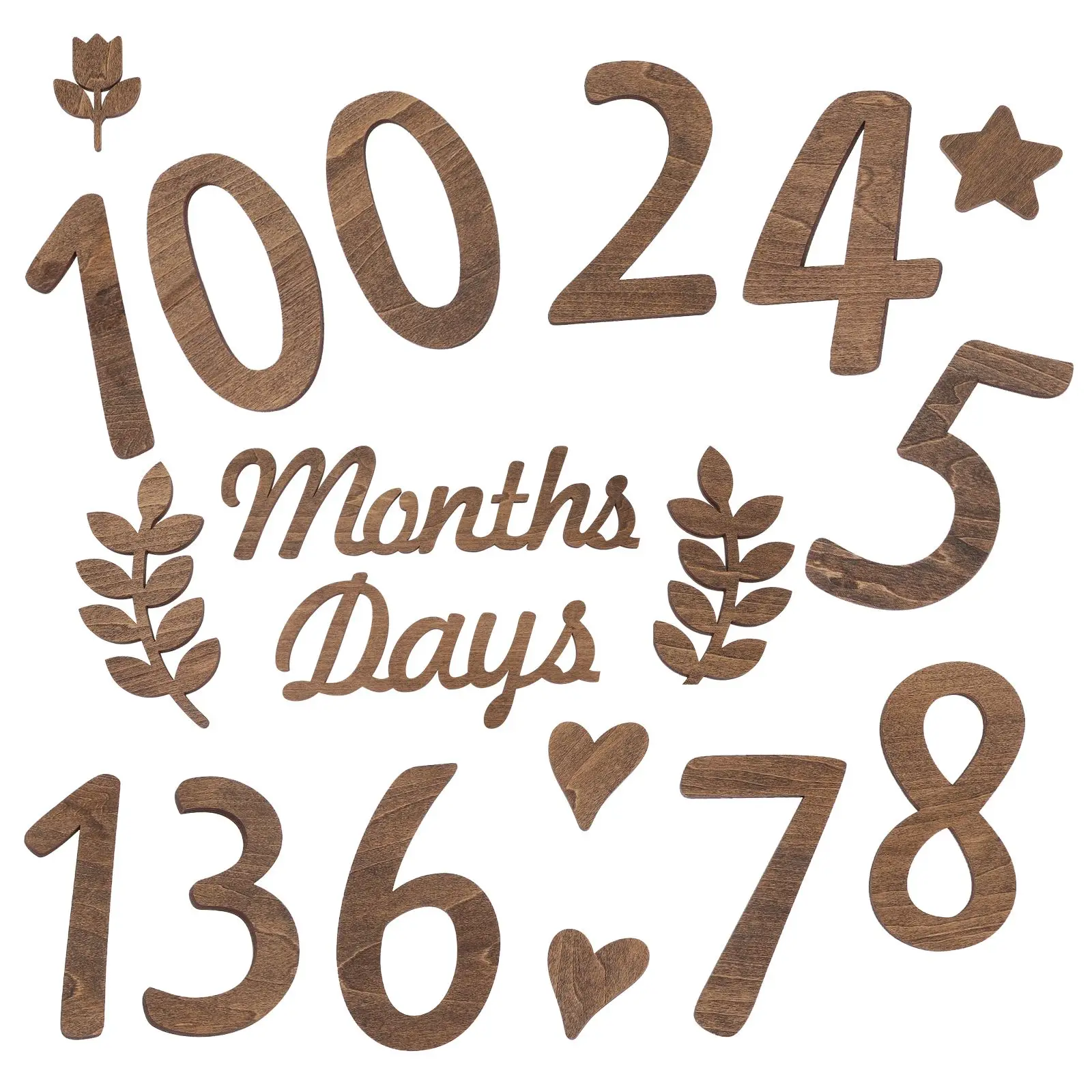 

Wooden Baby Milestone Numbers Sign Set Reusable Safe SmoothEdges CompactSize LightWeight Perfect Photoshoots Newborn Month