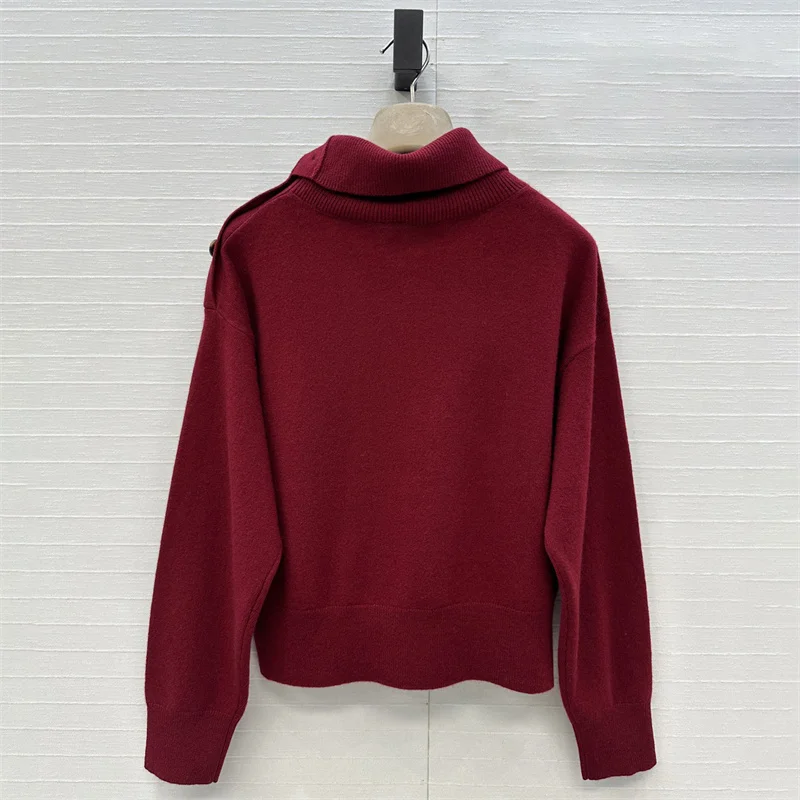 2025년 가을 여성용 캐시미어 혼방 니트웨어, 비대칭 슬림핏 하이넥 긴팔 스웨터