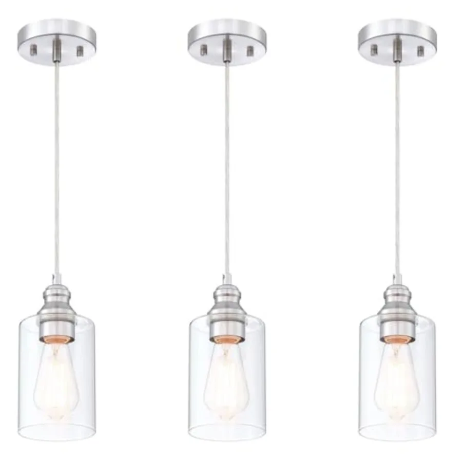 

Pendant Lighting Fixture Hanging Ceiling Lights with E26 Medium Base Max. 60 Watts ETL Rated Bulbs not Included 3-Pack