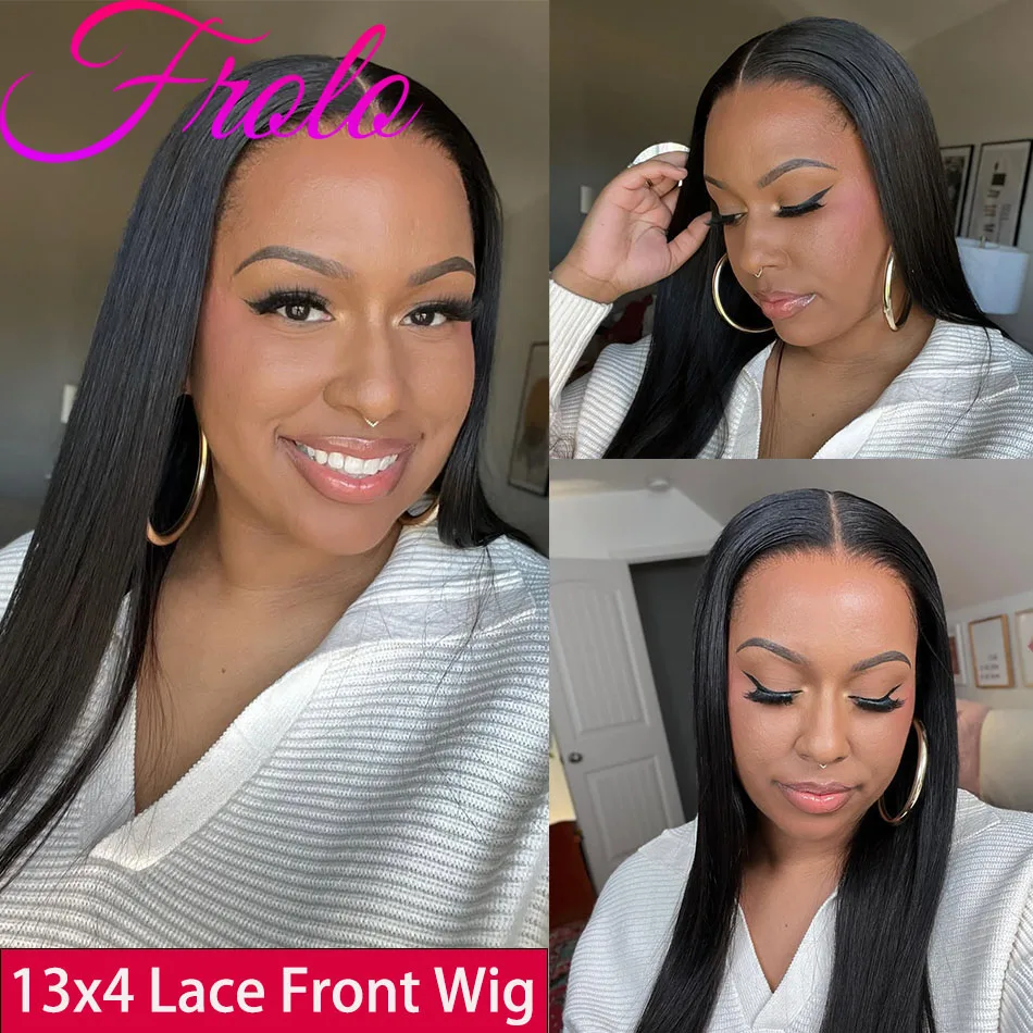 40인치 스트레이트 인모 가발 13x6 레이스 프론탈 가발 내추럴 블랙 100% 브라질리언 13x4 레이스 프론트 가발 (흑인 여성용)