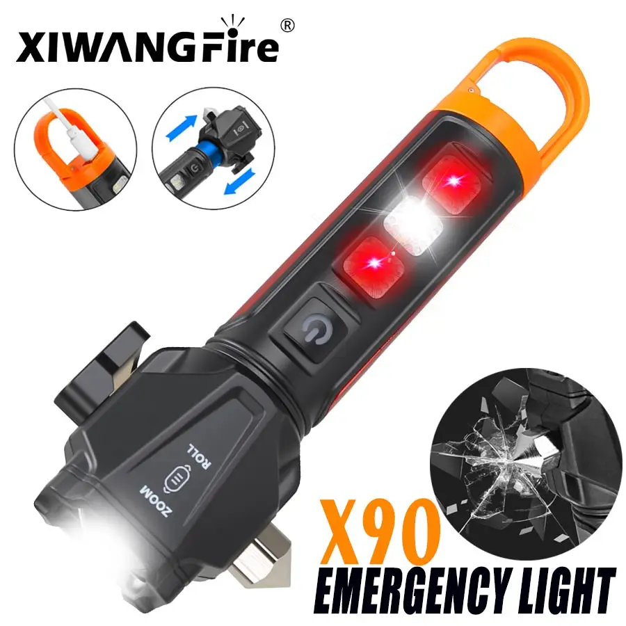 

Zoomable Flashlight 200M Beam,5Modes High Brightness, Type-C Rechargeable, IPX4 Waterproof, for Camping Hunting Hiking Emergency