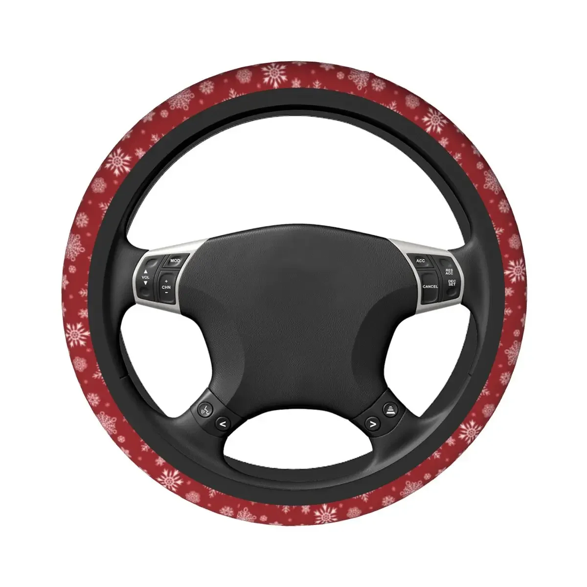 Red Merry Christmas Car Steering Wheel Cover 37-38 Soft New Year Snowflake Suitable Car-styling Car Accessories