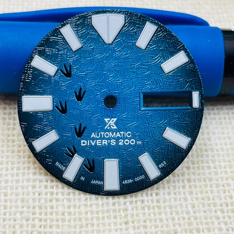 Циферблат часов 28,5 мм, S-циферблат с принтом когтей, светящийся двойной календарь Prospex, подходит для NH35, NH36, циферблаты, автоматический механизм