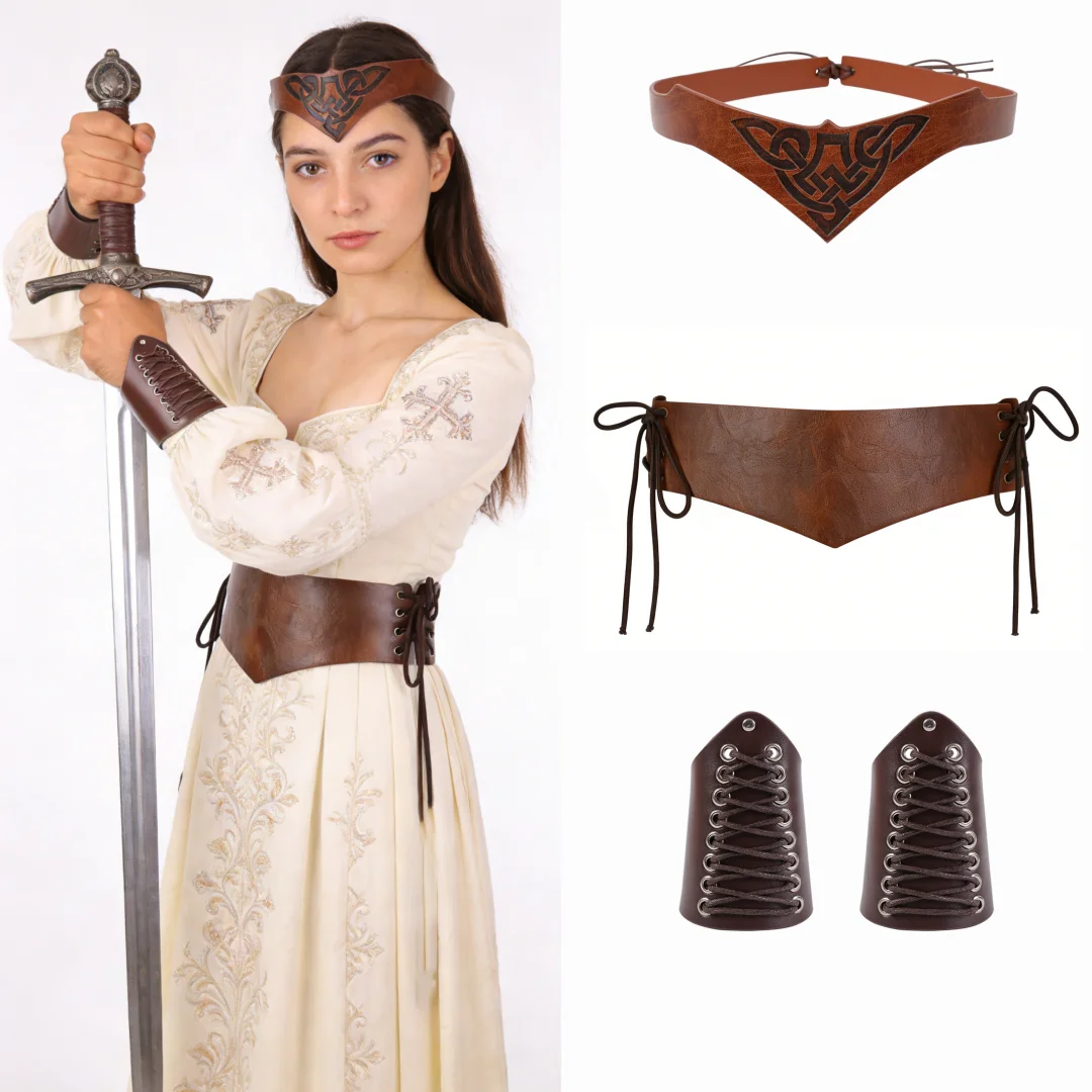 UYEE Waist Cover Bracelet Set Western Cowboy Style Series Waist Cover Decoration Bracelet Decoration Retro Medieval Style Belt