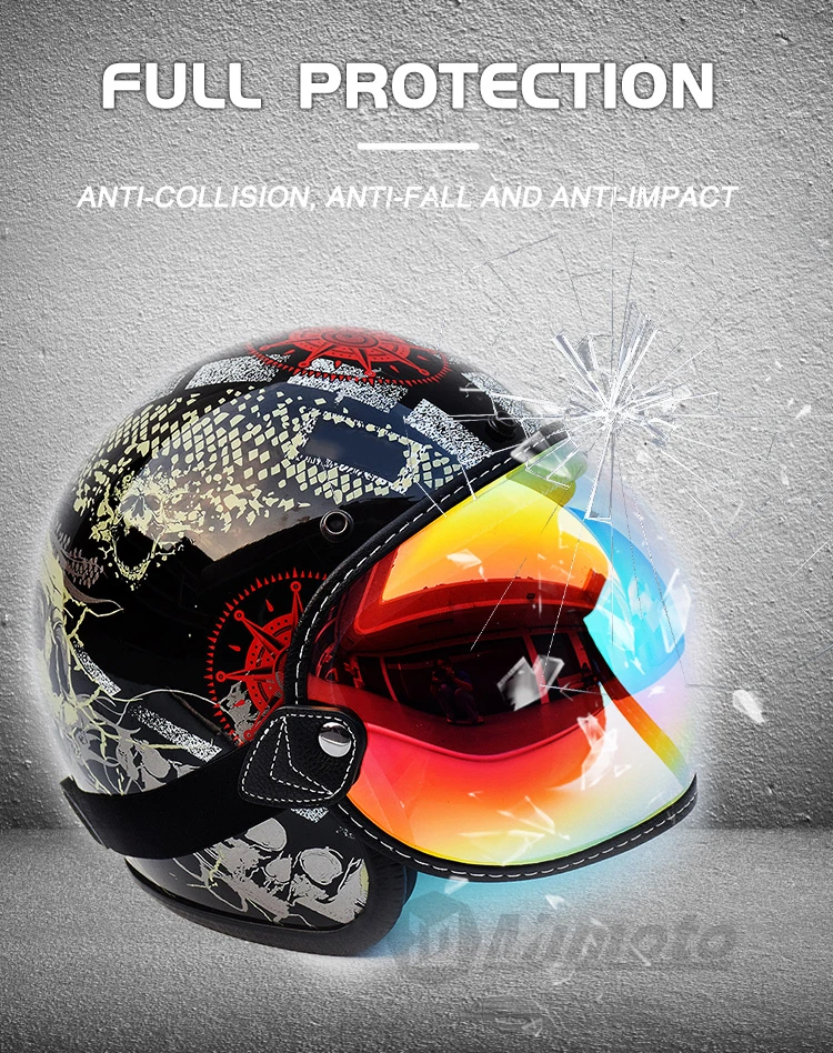 Flip up Lens Bubble Visor Face Shield Mask For BELL MOTO 3/ROYAL/SHOEI Retro Motorcycle Helmet Motorbike Helmet Lens Equipments view 3