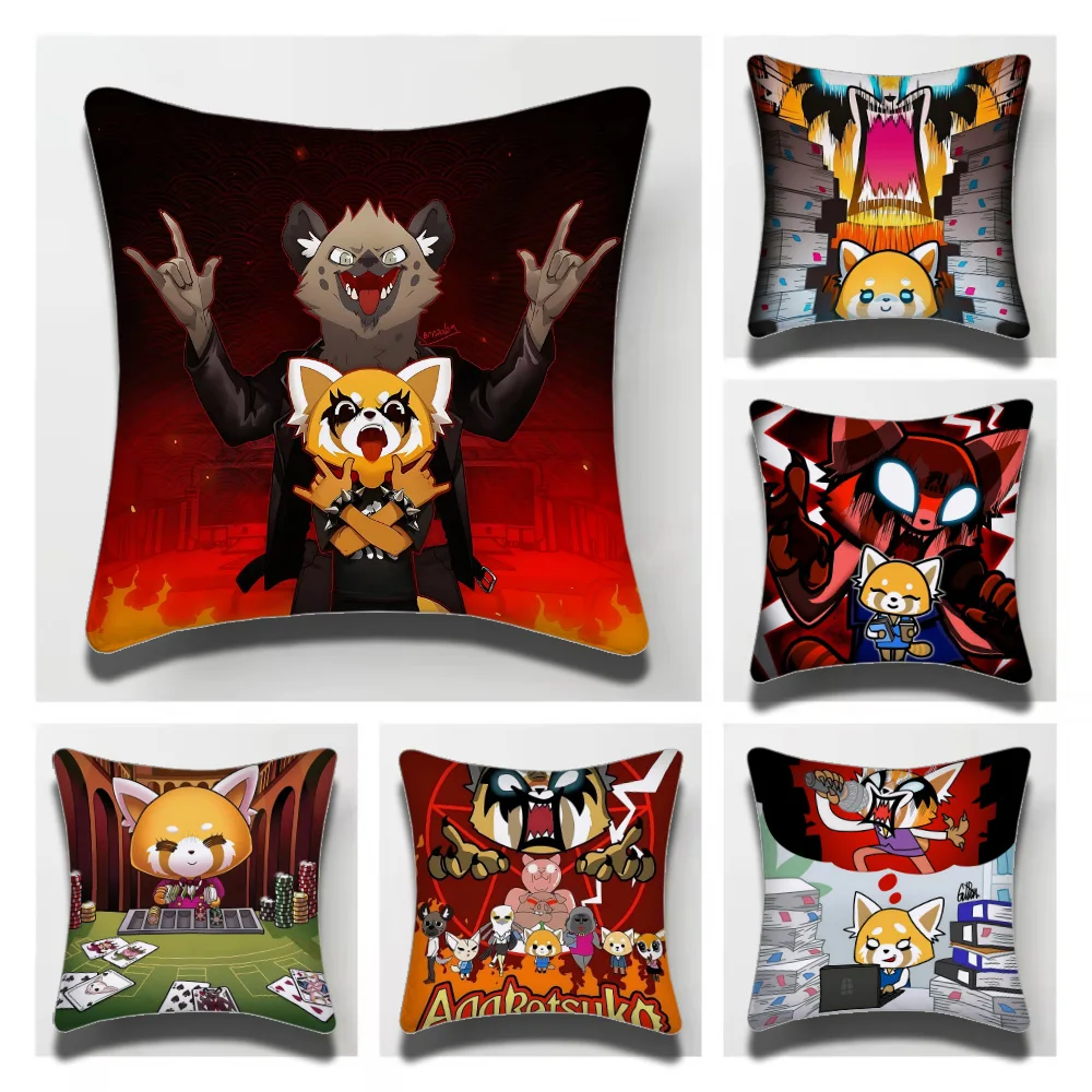 Sanrio Aggretsuko Decorative Room Aesthetics Pillow Case Home Decor Bedroom Sofa Bed Pillow Cover 45x45