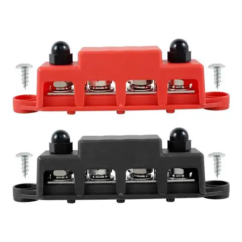 1 Set Positive Negative M8 M10 Bus Bar Terminal Battery Power Distribution Block With Cover 12V 24V 48V 250A For Boat RV Truck 10 best sales 12v terminal - №3