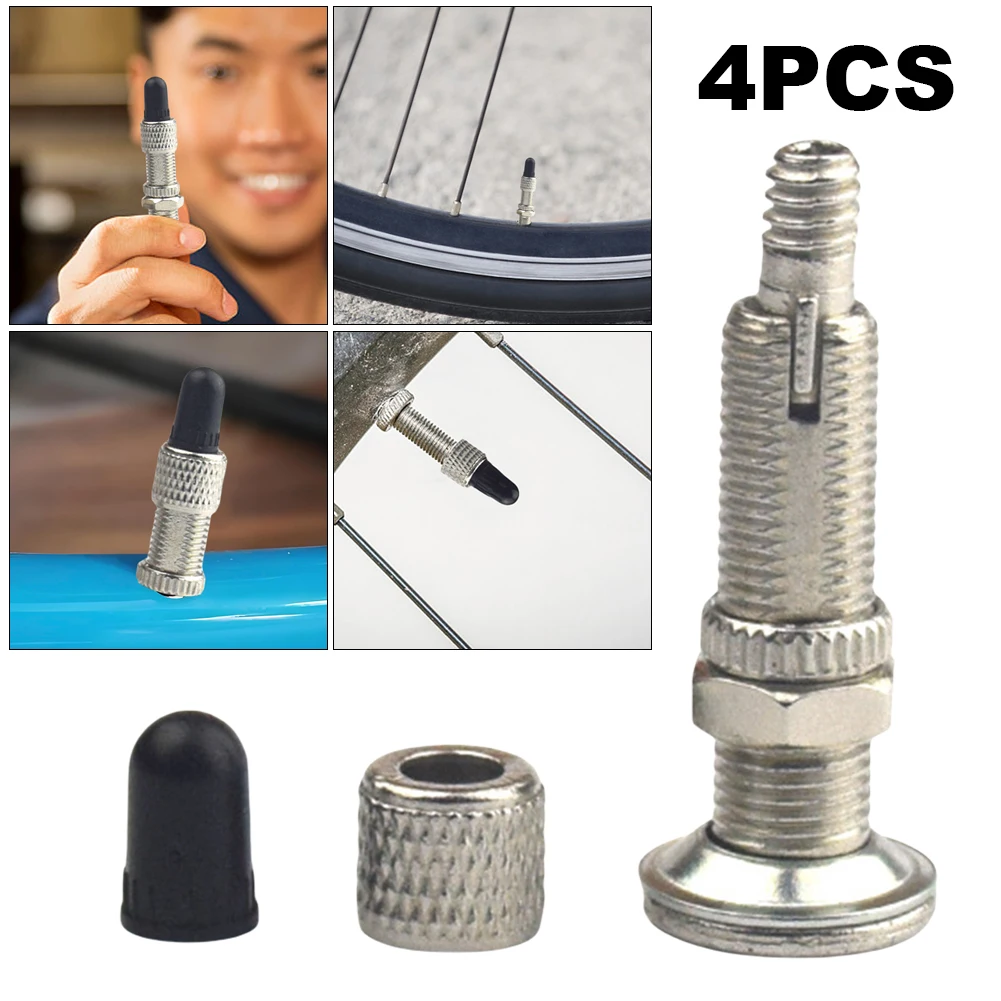 4Pcs Bicycle Tubeless Valve Zinc Alloy Mountain Bike Dunlop Valve Core Tire Tubeless Valve Cycling Replacement Parts