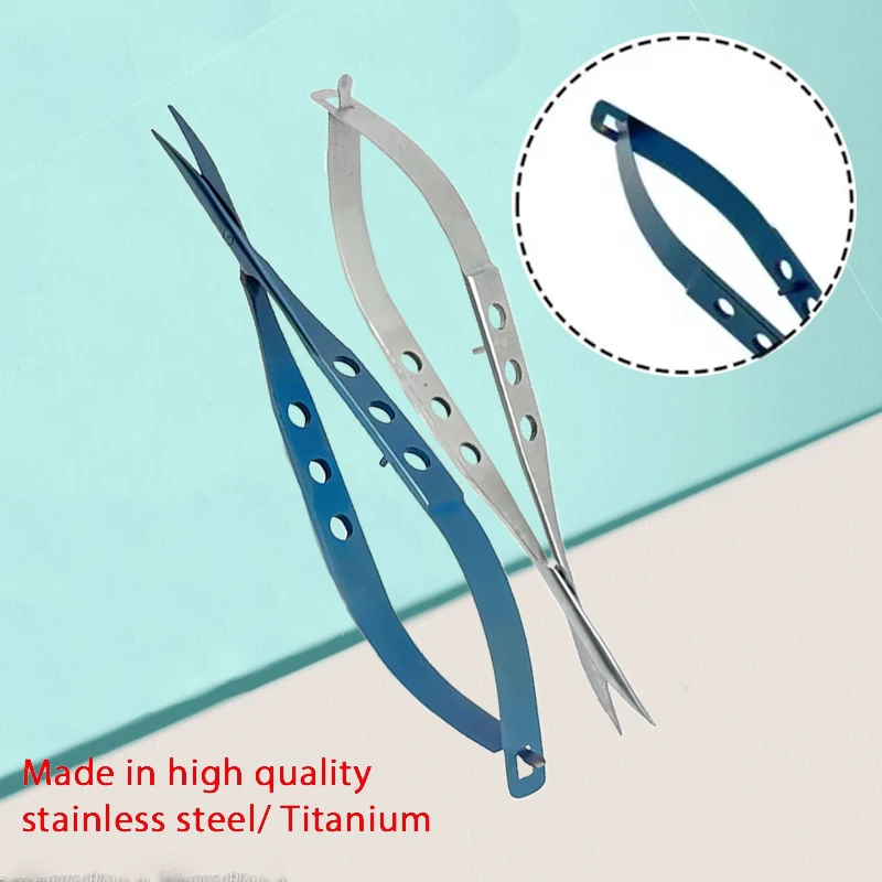 

Конъюнктивиальные ножницы для глаз, тупый изогнутый наконечник, офтальмологические хирургические инструменты, инструменты для медицинской хирургии из нержавеющей стали или титана