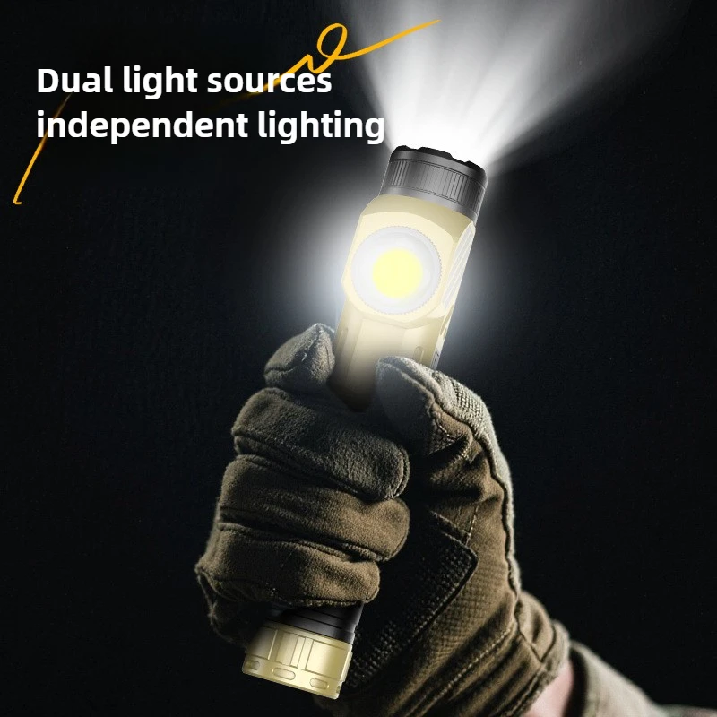 L-Shaped Aluminum Alloy Work Light 21700 Rechargeable COB Side Light Portable Flashlight Multifunctional with Pen Clip