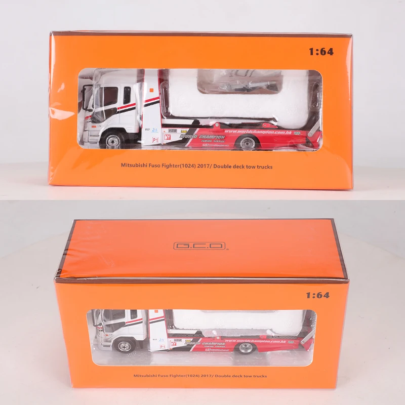 Diecast 1/64 Size Mitsubishi Model Car Double Deck Tow Trucks Alloy Car Model Toys for Boys Collection Display Original Box