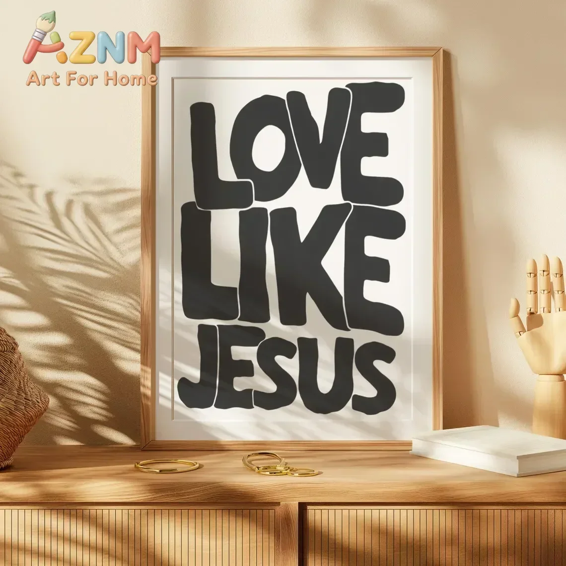 AZNM Love Like Jesus Quote Canvas Wall Art Christian Faith Retro Wavy Text Art Print Unframed Canvas Poster for Home Decor