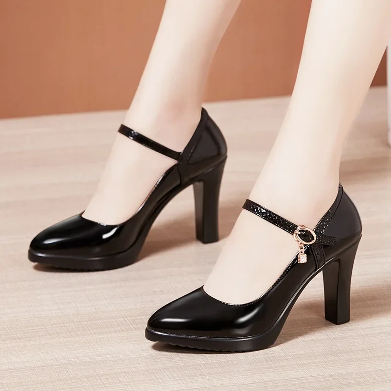 Small Size 32-43 Patent Leather Shoes Women High Heels Spring 2025 Mary Janes Platform Pumps for Office Wedding Dance Model