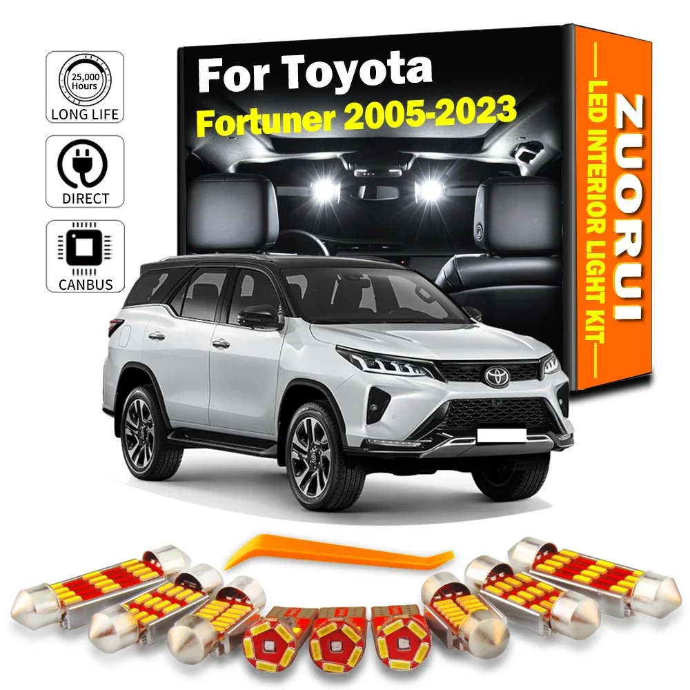 LED Interior Map Dome Light Number Plate Lamp Kit For Toyota Fortuner MK1 MK2 N5 N6 N15 N16 2005- 2020 2021 2022 2023 Car Bulbs