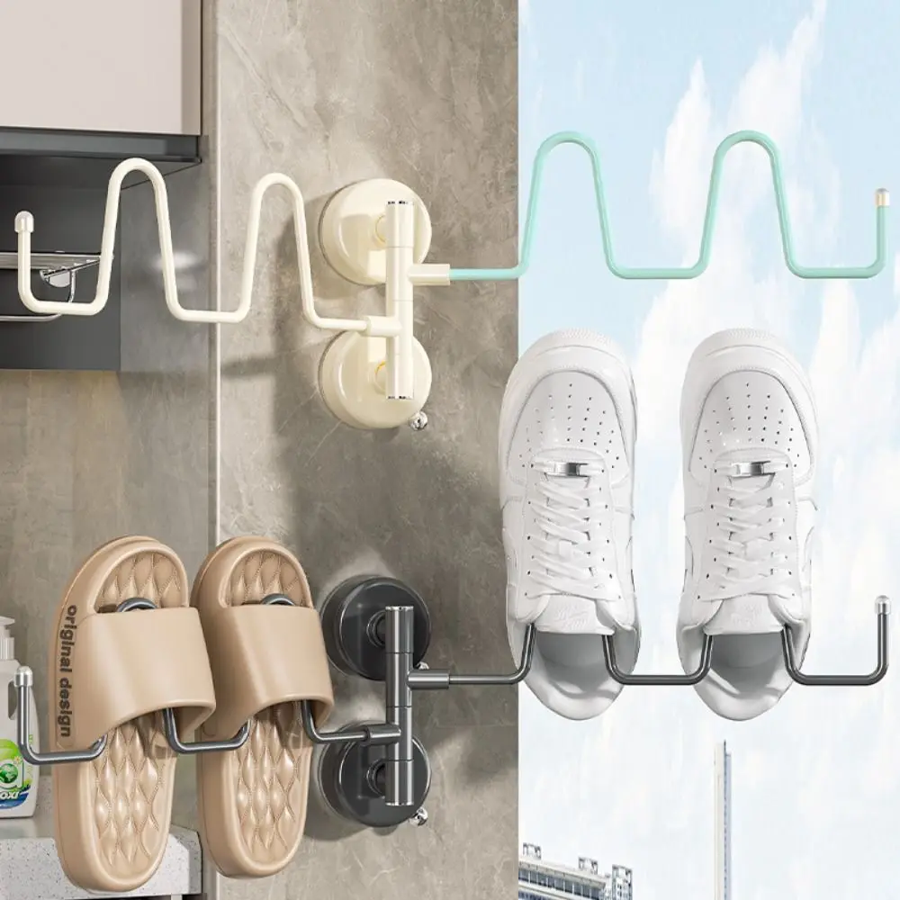 

Rotatable Suction Cup Shoe Drying Rack Waterproof Double-layer Wall Mounted Shoe Holder Reusable Easy To Install
