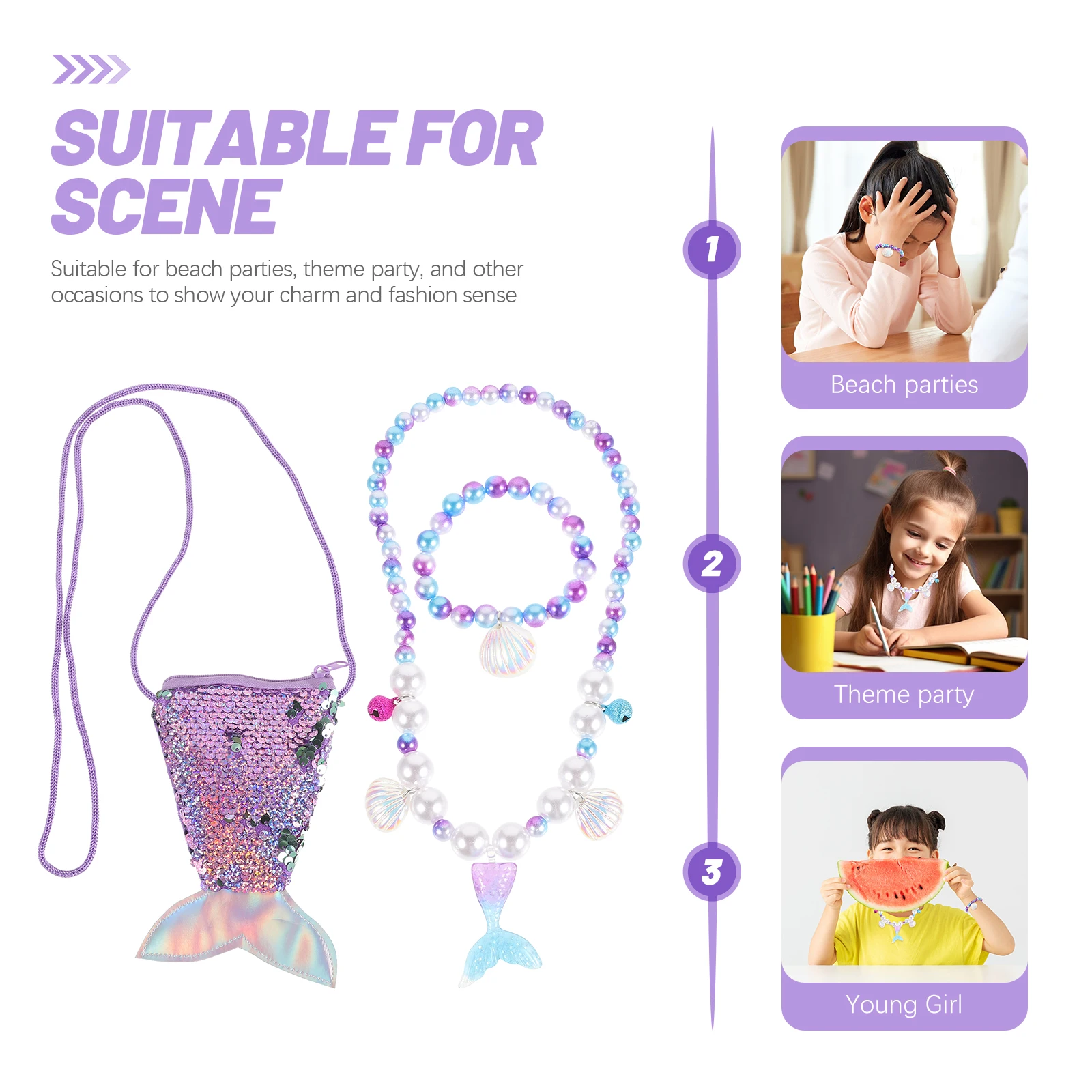 

Gifts Mermaid Bag Bracelet for Little Jewelry Jewellery Purple Costume