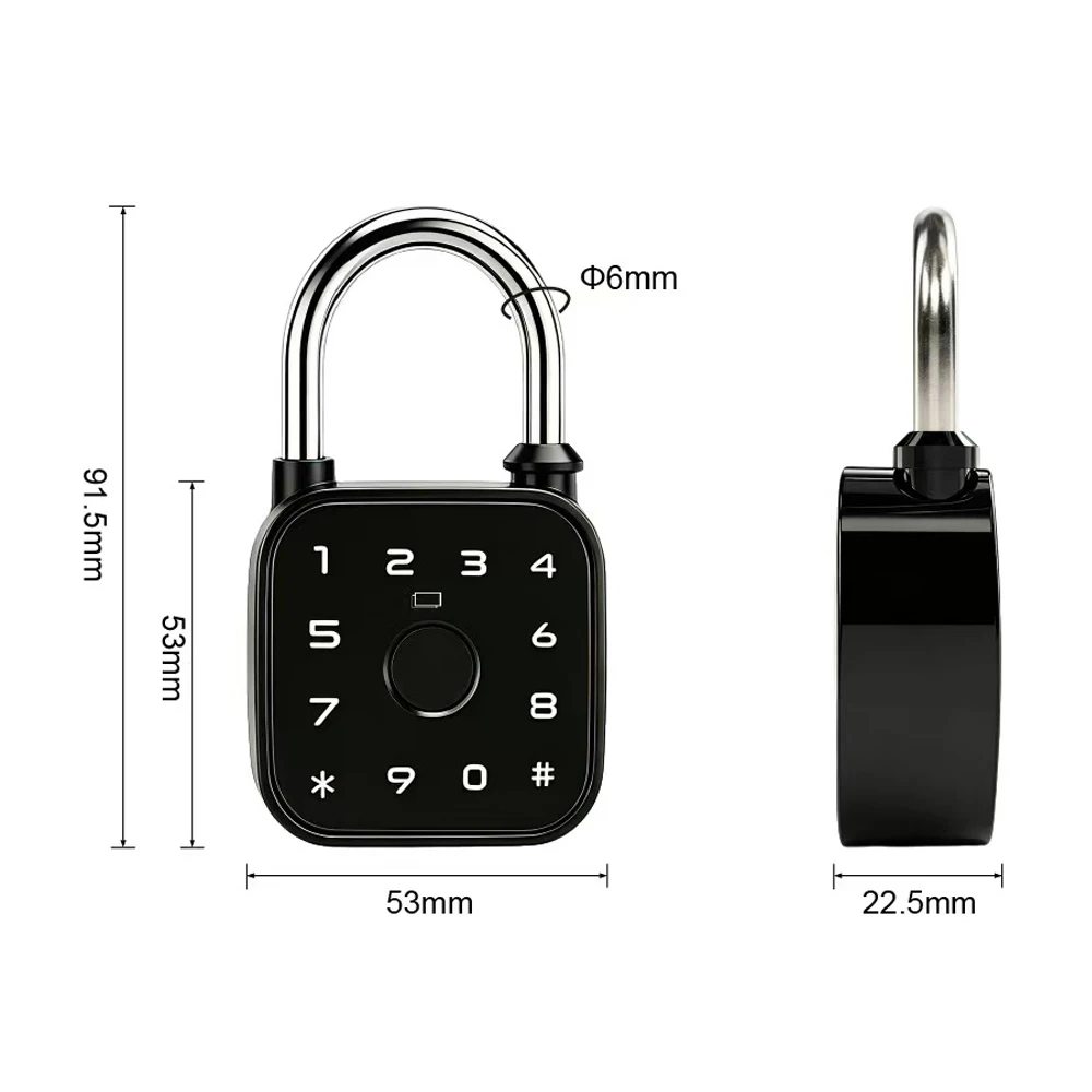 Tuya Bluetooth Fingerprint Padlock Rechargeable Digital Luggage Lock Password IP67 Waterproof Outdoor Security Electronic Lock gallery 2