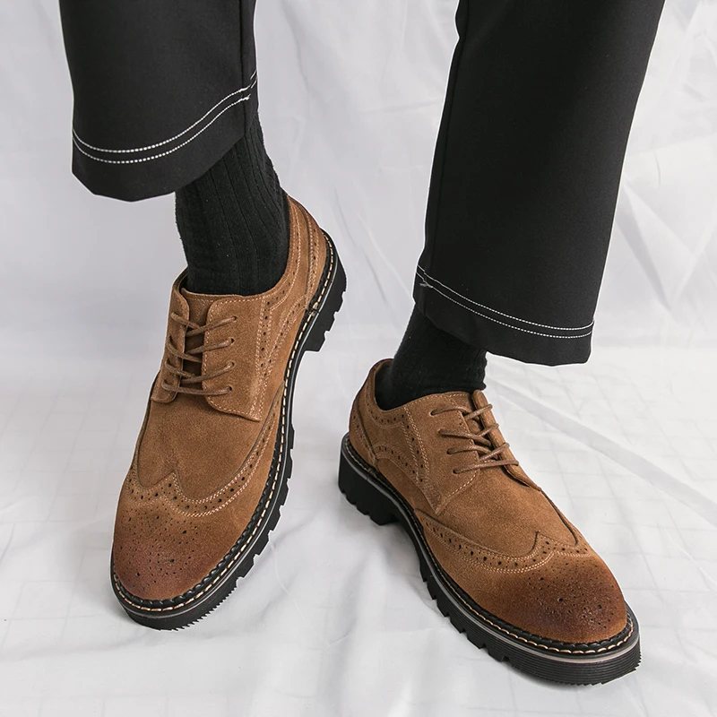 

Men Derby Shoes Faux Suede Low Heel Comfortable Classic Business Casual Men Shoes Size 38-46