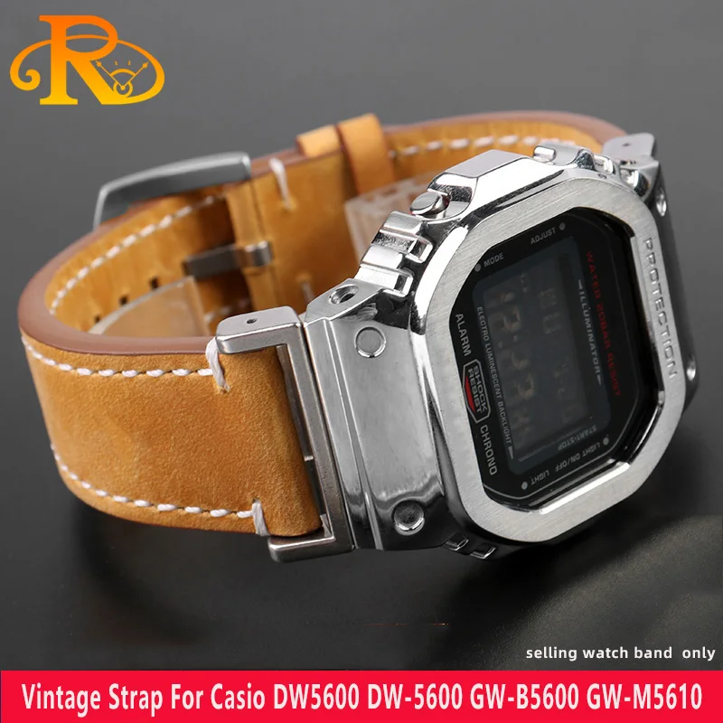 Modified Frosted cowhide Watchband Vintage Watch Band Strap For Casio DW5600 DW-5600 GW-B5600 GW-M5610 GA 110 100 120 GA2100