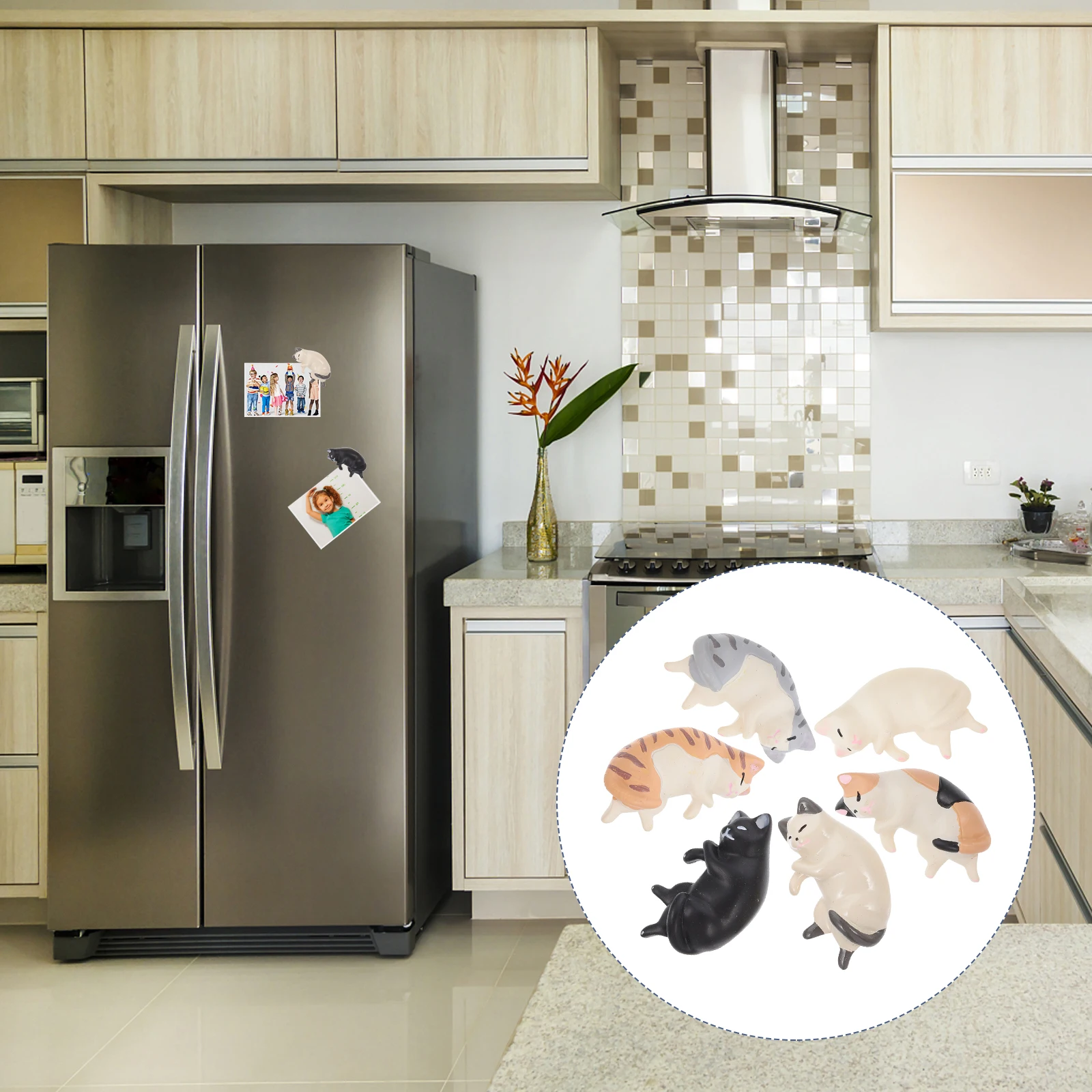 

6Pcs Creative Cartoon Cat Refrigerator Magnets Premium Material Adhesion Decorative Fridge Stickers Fridge Magnet