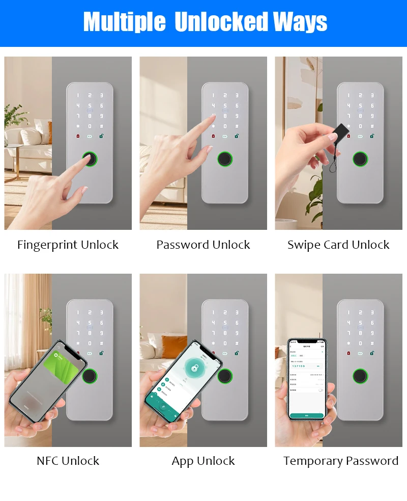 WAFU 010 Tuya APP WiFi Wireless Smart Remote Control Electric Fingerprint Lock Invisible Keyless Entry Door Lock For Home Office