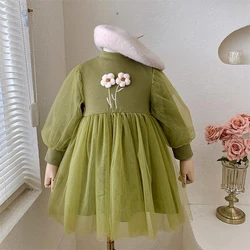 Girls Casual Dresses Baby Girl Mesh Infant Patchwork Princess Dress for 0-2 Years Korean Kids Clothing Autumn Daily Dresses