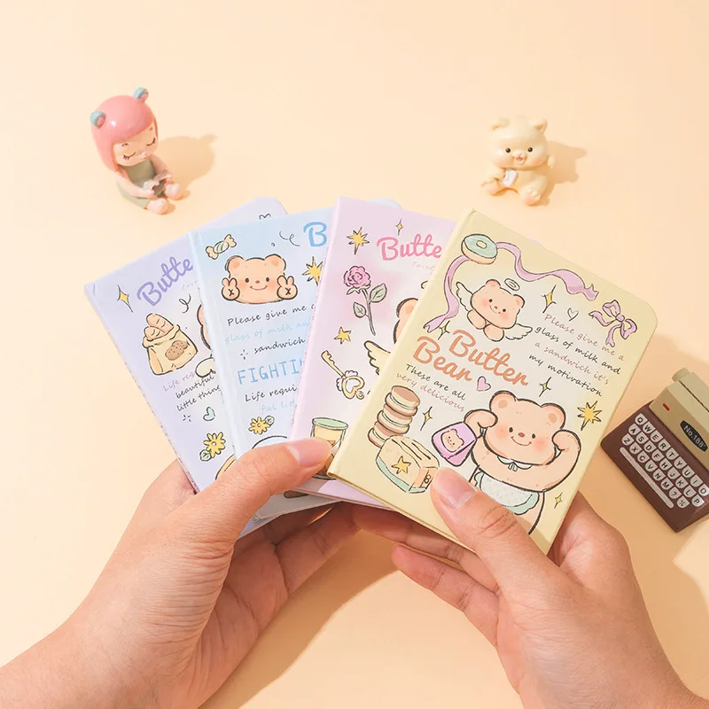 2pcs Cute Cartoon Little Bear Notebook A7 Notebook Exercise Book Girl Cute Mini Stationery Notebook Diary