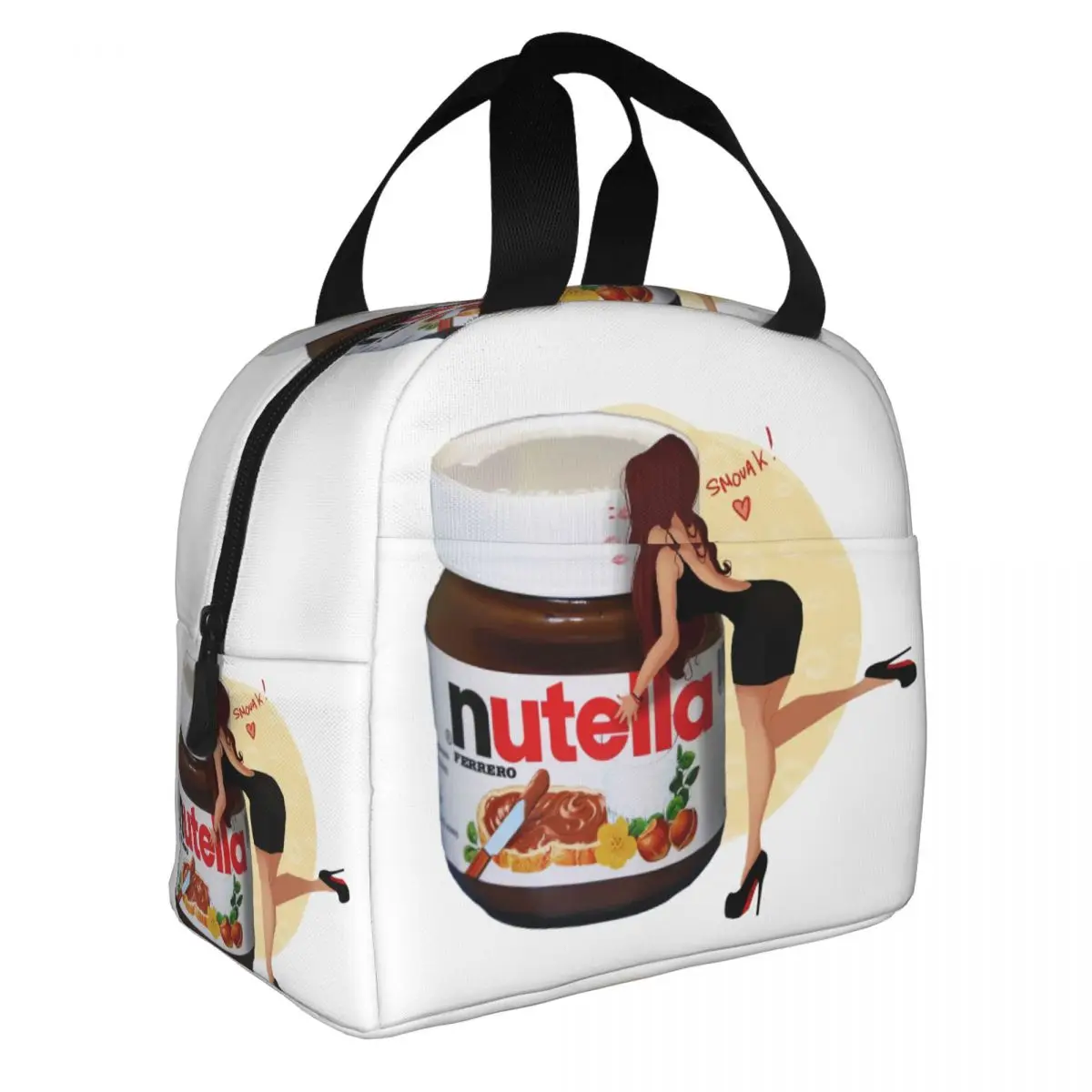 Custom Italy Nutellas Jar Insulated Lunch Bag for Outdoor Picnic Leakproof Cooler Thermal Lunch Box Women Kids