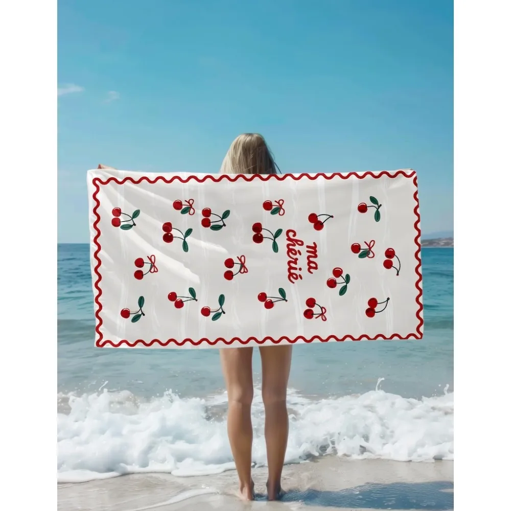 

Пляжное полотенце Cherry, различные размеры, цифровая печать, в французском стиле, из полиэстера, для бассейна, подарок, милое