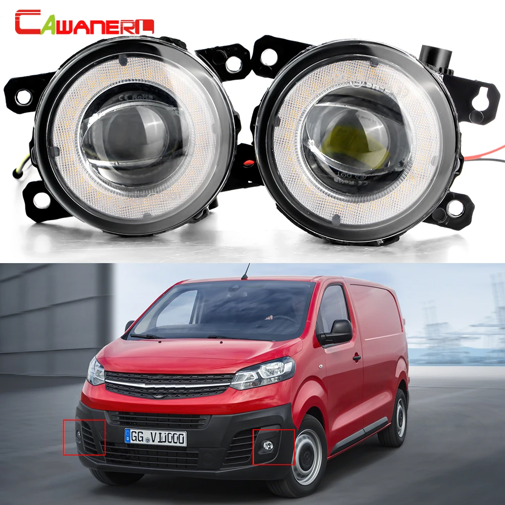 2 X Car Glass Lens Fog Light Angel Eye DRL H11 LED Fog Driving Lamp For Opel Vauxhall Combo  (X19) 2018 2019 2020 2021 2022 2023