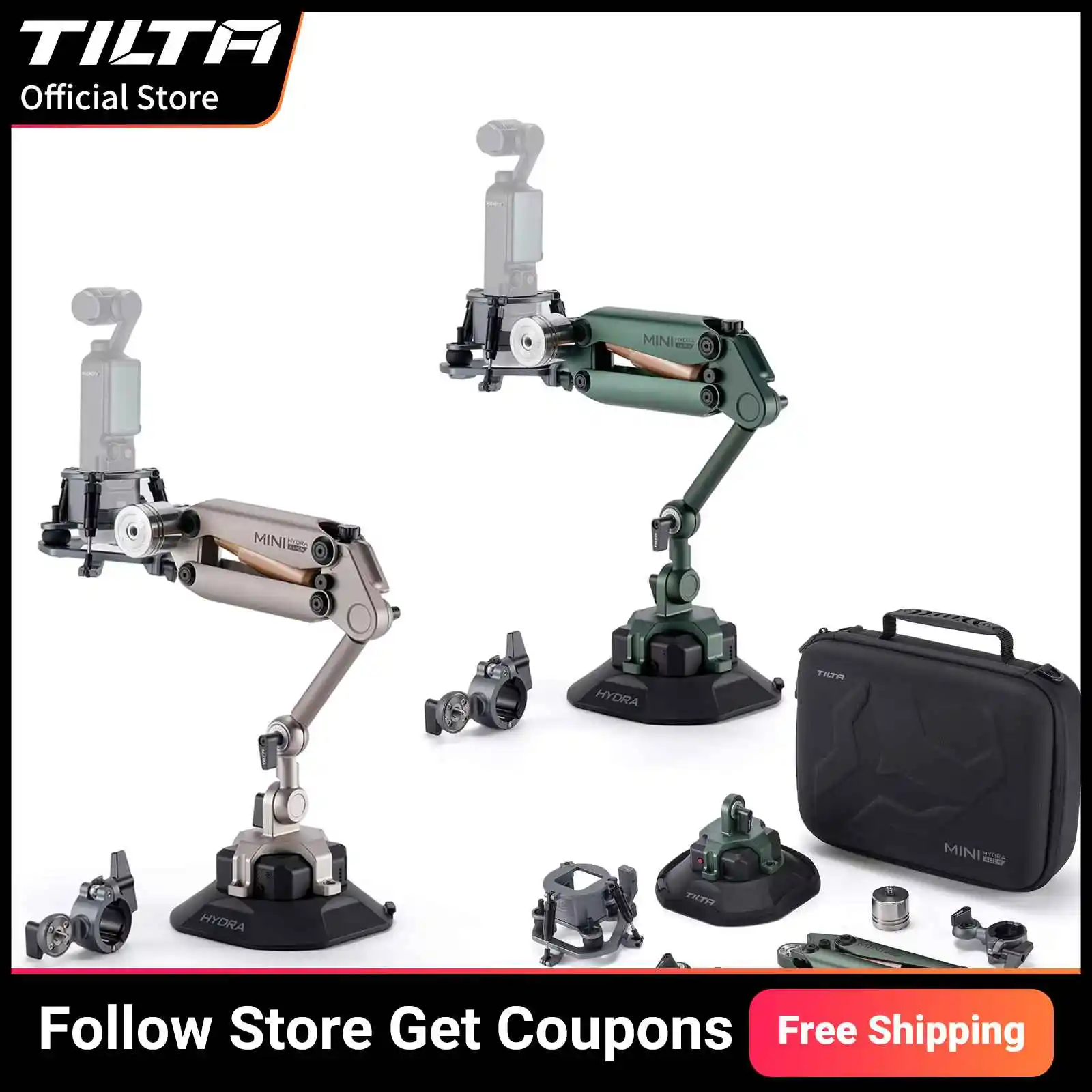 TILTA HDA-T15 Hydra Alien Mini Shock Absorbing Arm Car Shooting E-Suction Cup For DJI Osmo Pocket 4 Pocket 3 for Insta360 X4